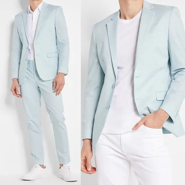 2022 небесно-голубые мужские костюмы, костюмы, деловое пальто, свадебные смокинги на заказ, новинка, Лидер продаж