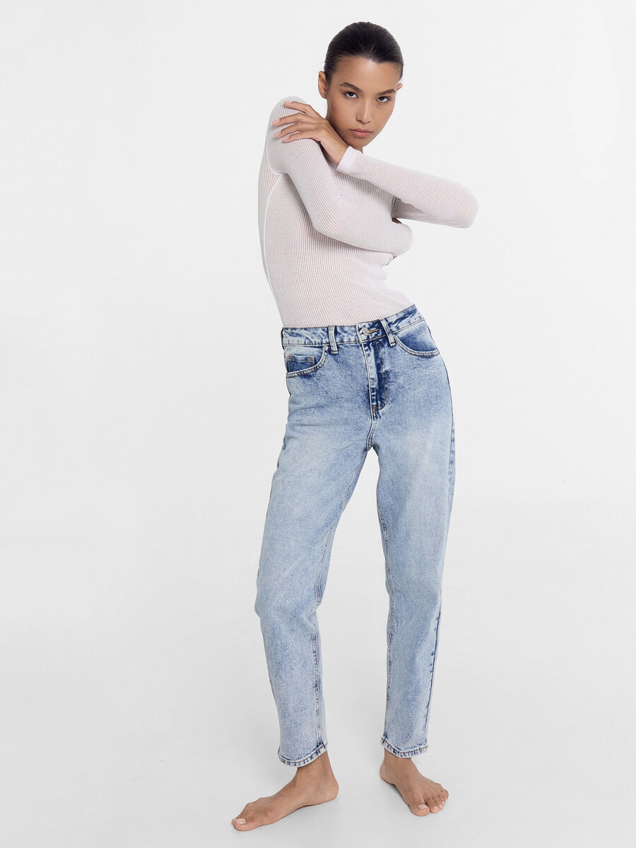 Брюки женские джинсовые mom fit светло-голубые