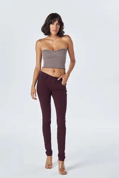 Бордовые джинсовые брюки скинни Naomi с нормальной талией C 4521-121 CROSS JEANS