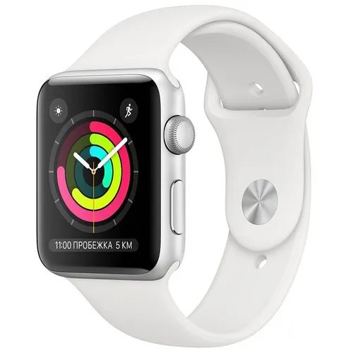 Часы Apple Watch Series 3 42 mm Silver Aluminum Case/White Sport Band