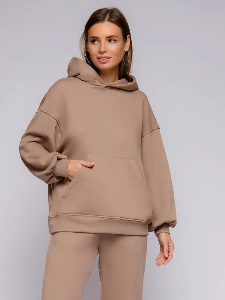 Худи женское 1001dress 0142103-02529 бежевое 44 RU