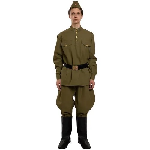 Костюм мужской военной формы Гимнастерка с брюками-галифе, пилоткой и поясом из саржи на рост 164-170 размер 44-46