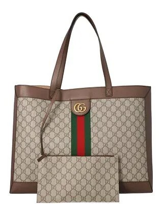 Женская сумка-тоут Gucci Ophidia Medium Gg Supreme из ткани и кожи коричневого цвета