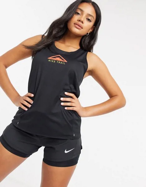 Черный топ с логотипом Nike Running-Черный цвет