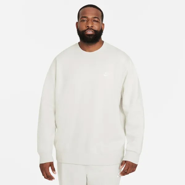 Флисовый свитшот с круглым вырезом Nike Sportswear Club, бежевый