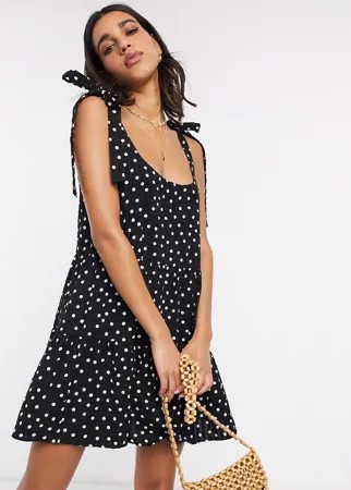 Ярусный сарафан мини в горошек ASOS DESIGN-Мульти