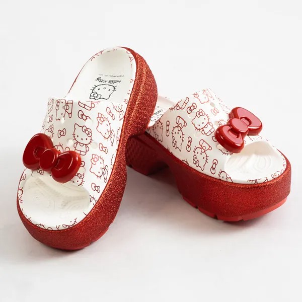 Сандалии на платформе Hello Kitty x Crocs, белый/красный