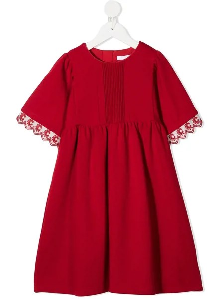 Chloé Kids платье с планкой на груди и вышивкой на манжетах