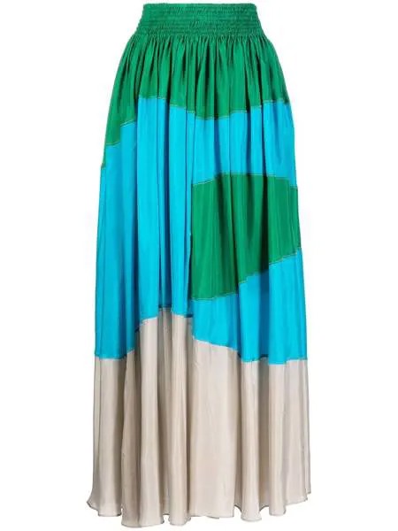 Kolor pleated colour-block maxi skirt