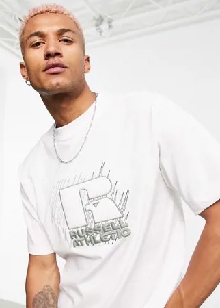 Белая футболка с вышитым логотипом Russell Athletic-Белый