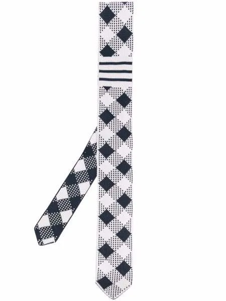 Thom Browne галстук в клетку гингем с полосками 4-Bar
