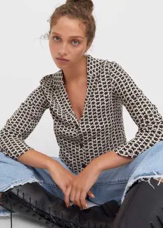 Stradivarius Рубашка С Расклешенными Рукавами Черный Xs