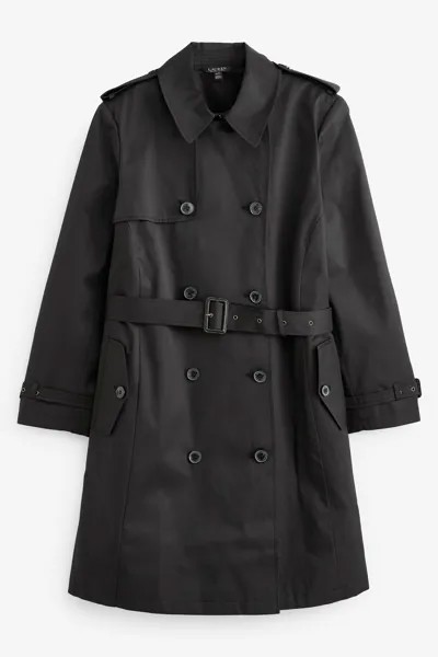 Двубортный тренч Curve из смесового хлопка Lauren Ralph Lauren, черный