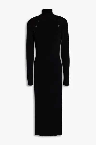 Платье миди Berg из кашемира и смесовой шерсти в рубчик с вырезом Envelope1976, черный