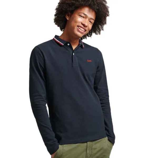 Поло с длинным рукавом Superdry Vintage Tipped, синий