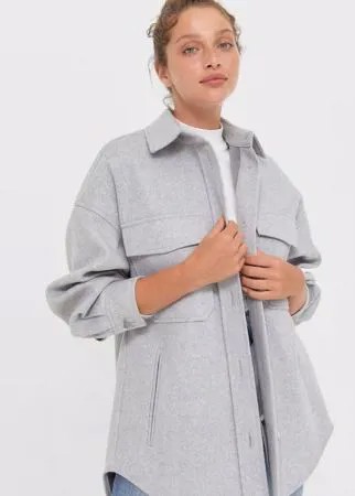 Stradivarius Куртка-Рубашка Из Плотного Трикотажа Пестро-Серый Xl