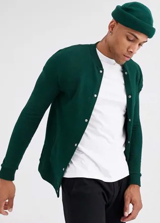 Обтягивающий трикотажный бомбер цвета хаки из органического хлопка ASOS DESIGN-Зеленый