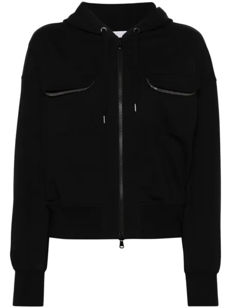 Brunello Cucinelli худи на молнии с декором Monili, черный