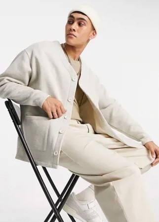 Бежевый oversized-кардиган ASOS DESIGN-Нейтральный