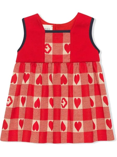 Gucci Kids платье в клетку с логотипом G Heart