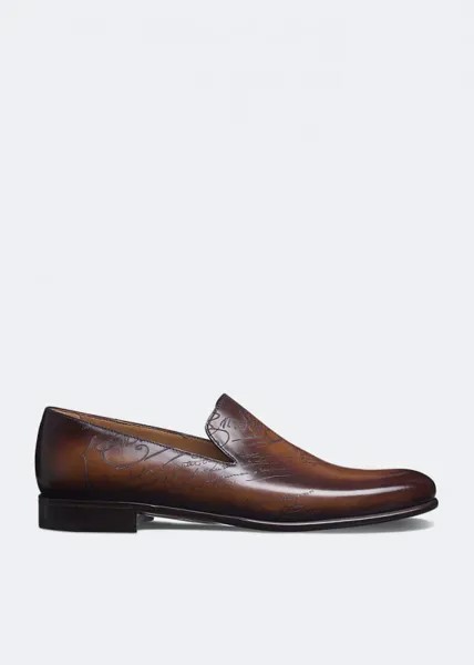 Лоферы BERLUTI Cursive Galet Scritto loafers, коричневый