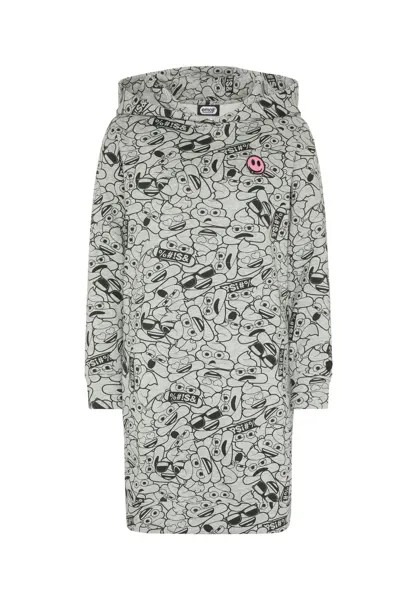 Платье-свитшот с принтом Pile of Poo emoji, цвет Medium Grey Black