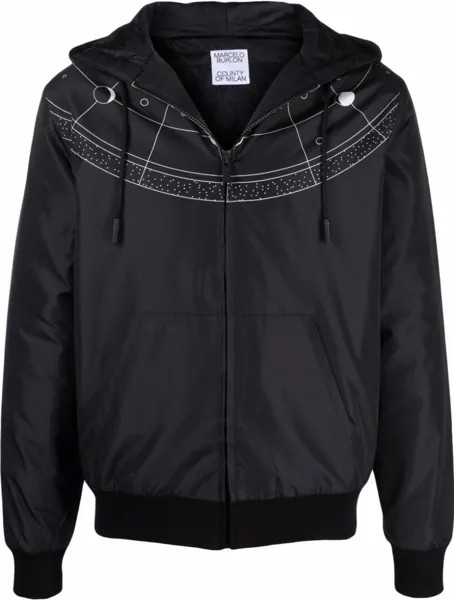 Marcelo Burlon County of Milan дутое худи с принтом, черный