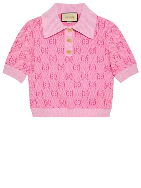 Рубашка Gucci GG jacquard wool polo, фуксия