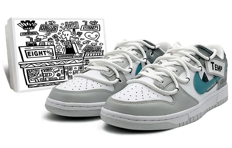 Кроссовки Nike Dunk Skateboarding Shoes Women's Low-top White/Gray/Blue, синий