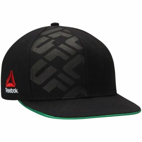 Мужская бейсболка Reebok UFC с плоскими полями Snapback - черный | Зеленый