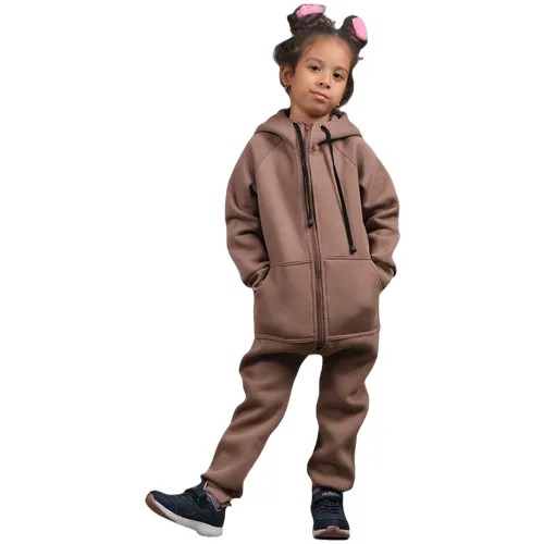117-К1 Комбинезон детский с капюшоном Дино DaEl kids, цвет-кофе, начес, размер 86