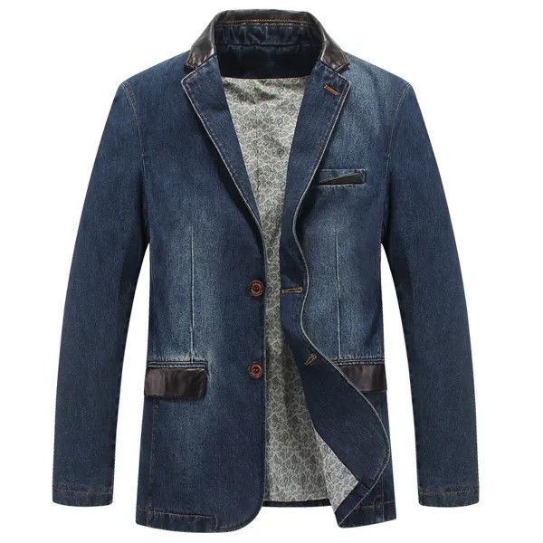 Джинсовый костюм мужской повседневный, деловой пиджак, жакет из денима, пальто, большие размеры 4XL, весна-осень