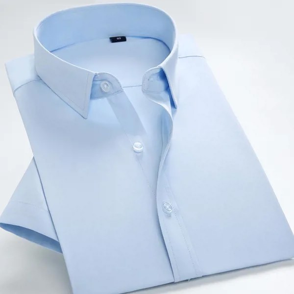 Летняя рубашка с коротким рукавом для мужчин Офис Формальное обычное платье Рубашки Мужской S ~ 7XL без переднего кармана