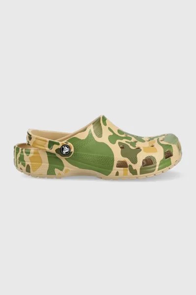 Классические шлепанцы с камуфляжным принтом Crocs, зеленый