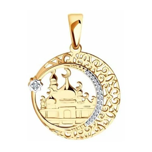 Подвеска GOLD CENTER, красное золото, 585 проба, фианит
