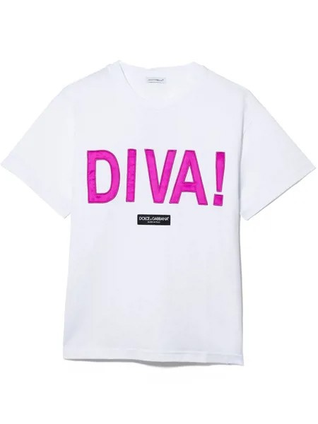 Dolce & Gabbana Kids футболка с вышитой надписью