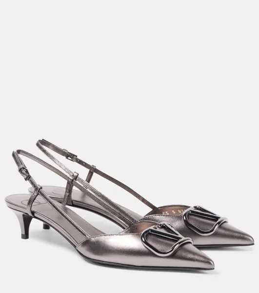 Кожаные туфли с пяткой на пятке VLogo Signature Valentino Garavani, цвет antracite