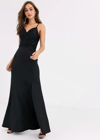 Черное платье макси с кружевом Chi Chi London-Черный