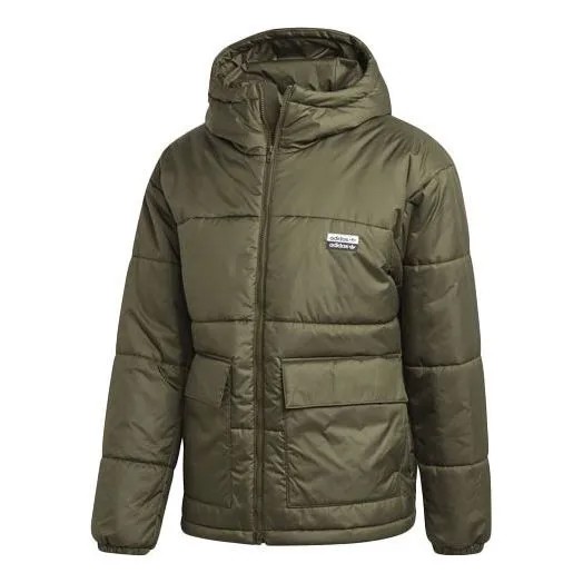 Пуховик adidas originals Windproof Long Sleeves hooded Jacket Green, зеленый