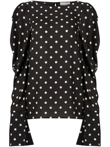 Nina Ricci блузка в горошек с рукавами-фонариками, черный