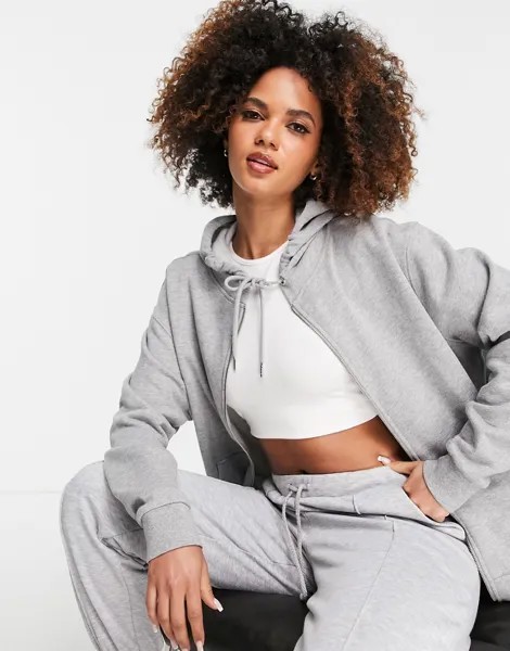 Худи серого цвета с молнией ASOS DESIGN ultimate-Серый