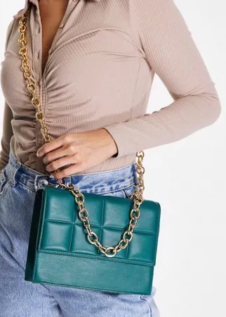 Зеленая стеганая сумка на плечо с цепочкой New Look-Зеленый цвет