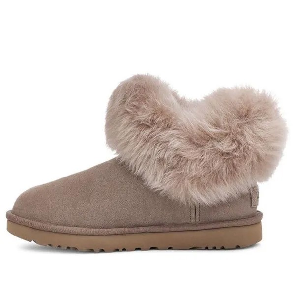 Зимние ботинки классические мини пушистый воротник Ugg, коричневый