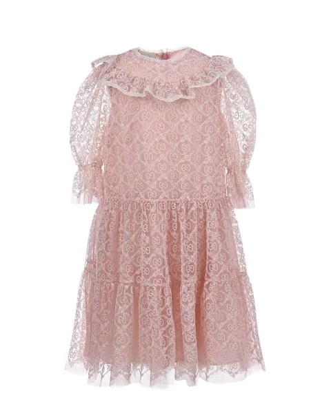 Розовое платье с вышивкой GG GUCCI детское