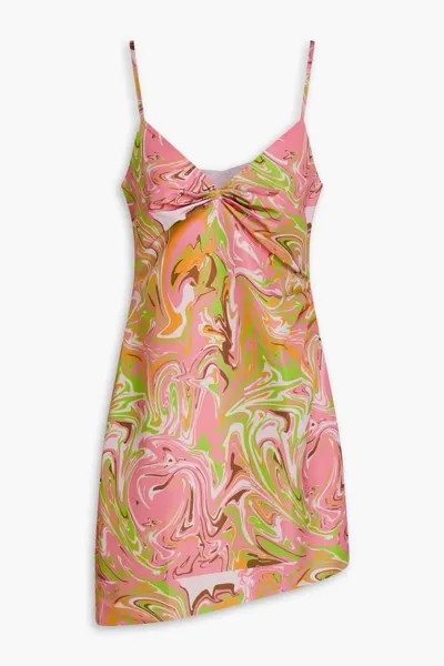 Платье мини из крепдешина Party Girl с асимметричным принтом Maisie Wilen, розовый