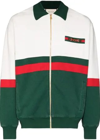 Gucci спортивная куртка на молнии с отделкой Web