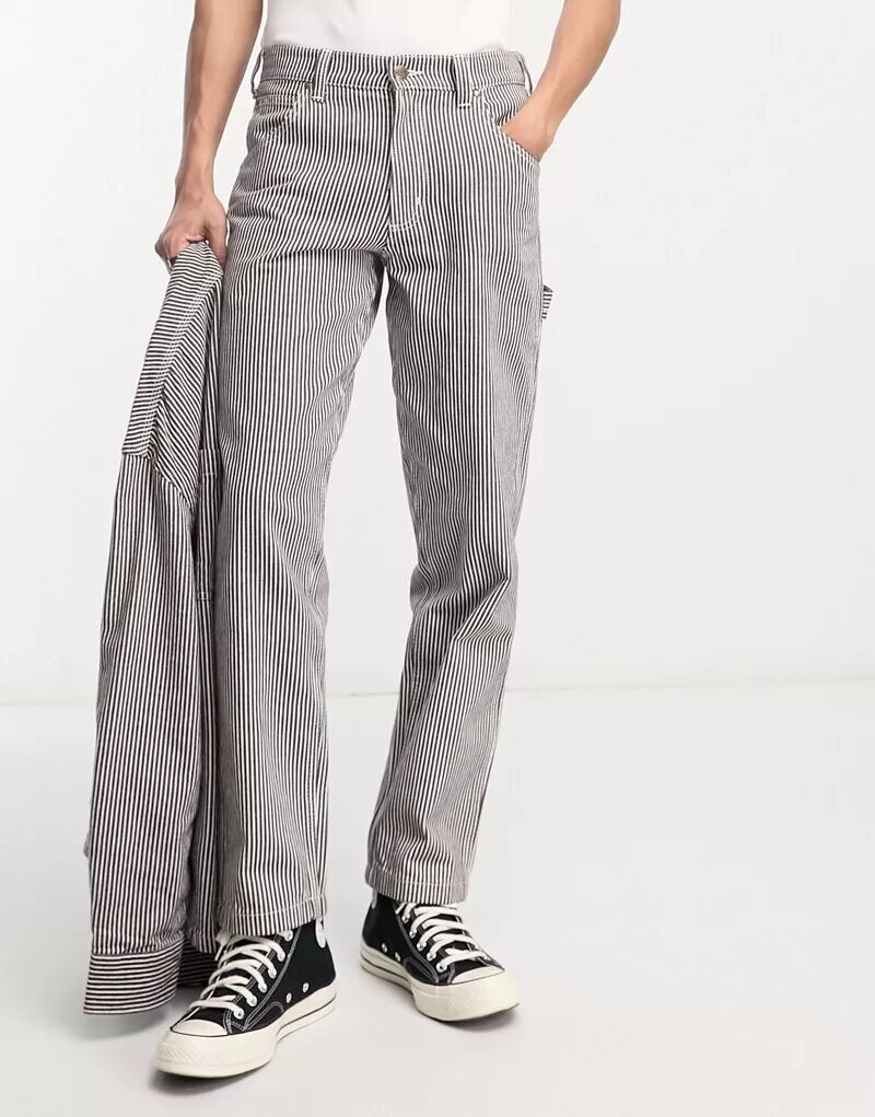 Коричневые плотные джинсы с полосками гикори Dickies Garyville классической посадки
