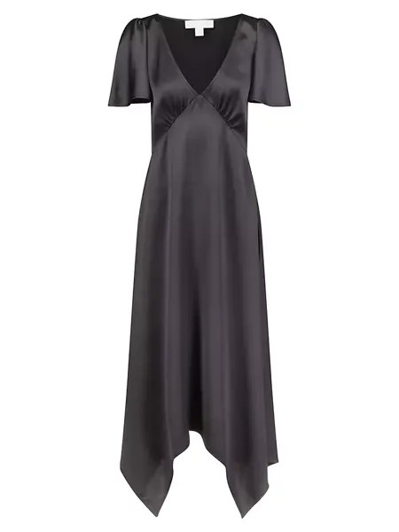 Атласное платье-миди с короткими рукавами Michael Michael Kors, черный