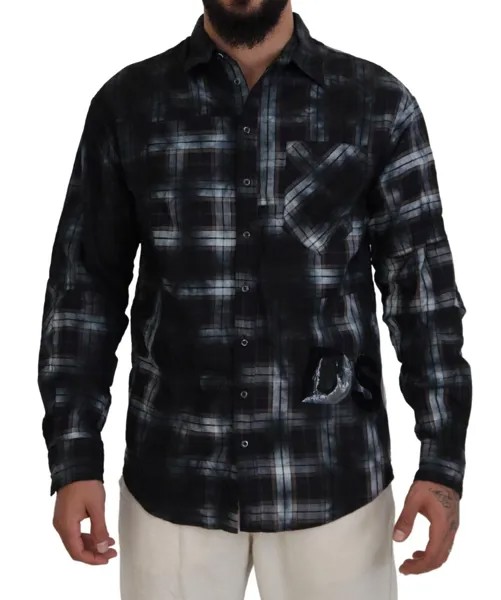 DSQUARED2 Рубашка в разноцветную клетку, повседневная мужская рубашка с длинными рукавами IT48/US38/M 800 долларов США