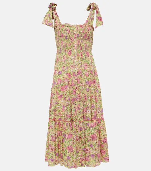 Платье миди triny с цветочным принтом Poupette St Barth, зеленый